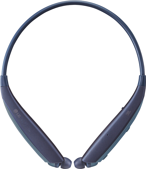 Navy Blue Wireless Neckband Headphones PNG Image