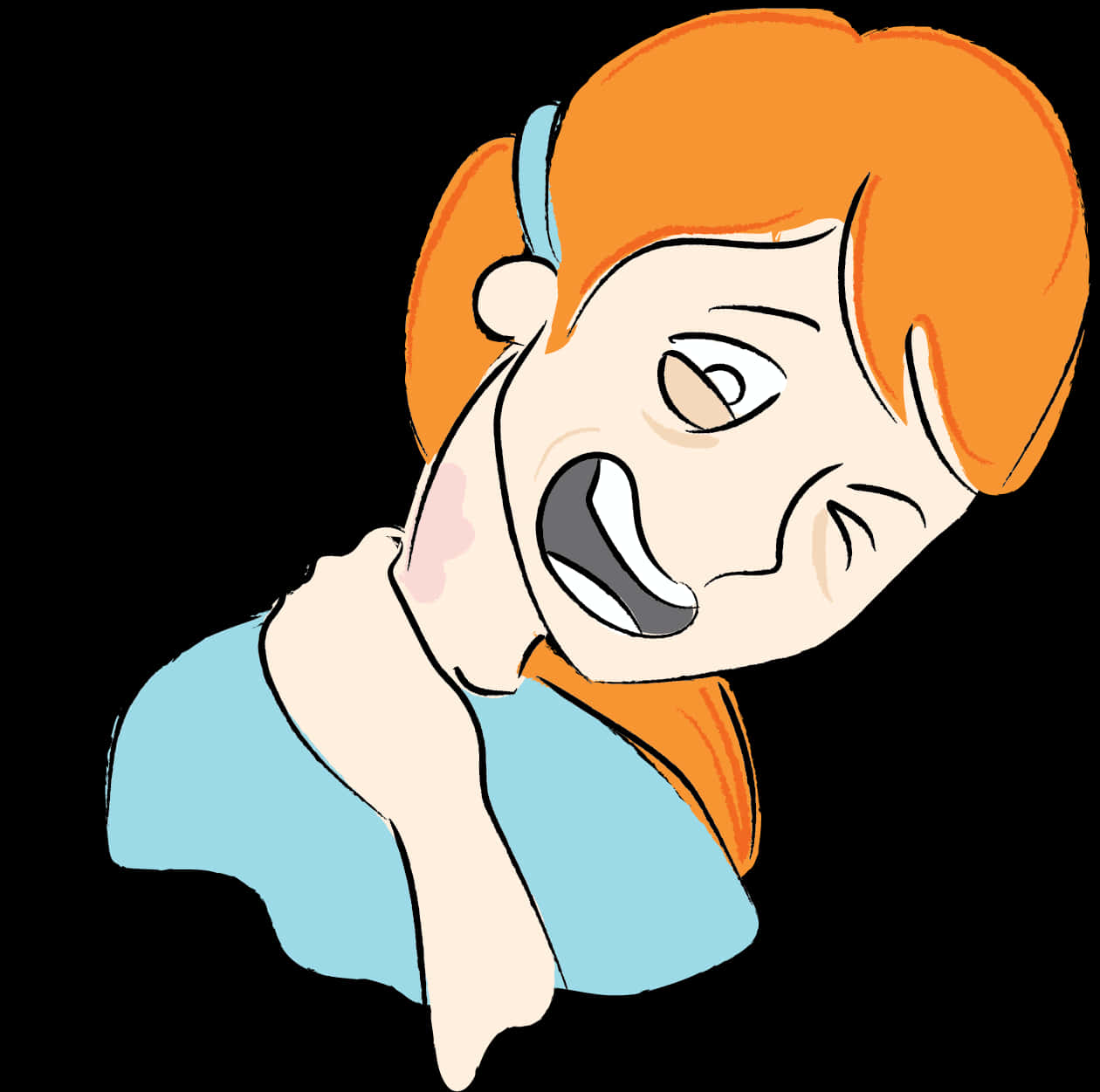 Neck Pain Expression Cartoon PNG Image