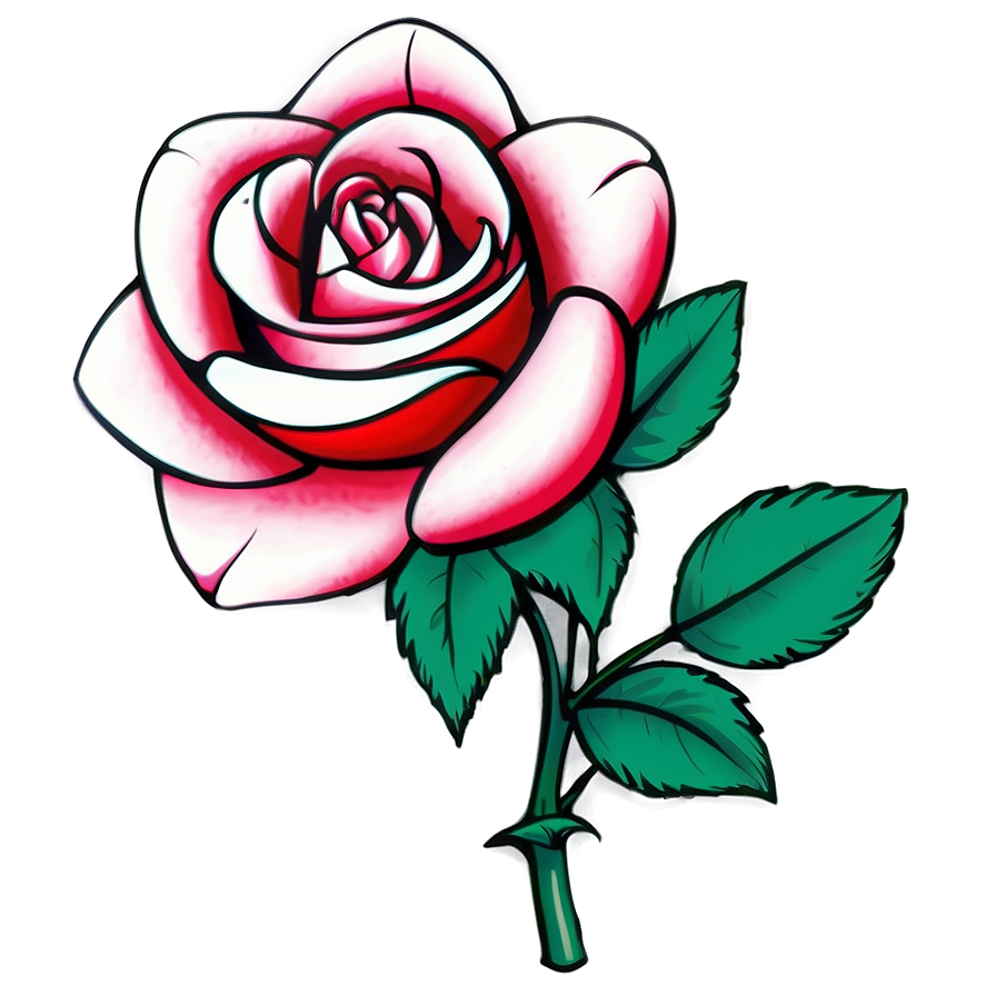 Neo Traditional Rose Tattoo Sketch Png 05252024 PNG Image