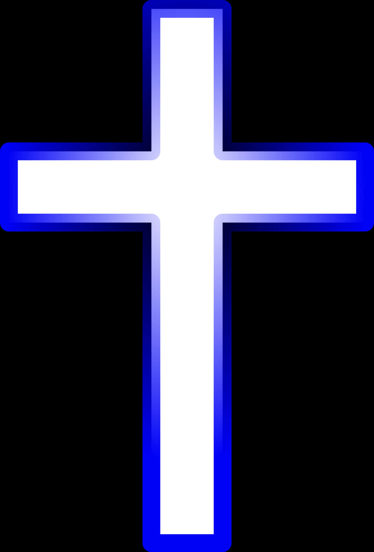 Neon Blue Outlined Cross PNG Image