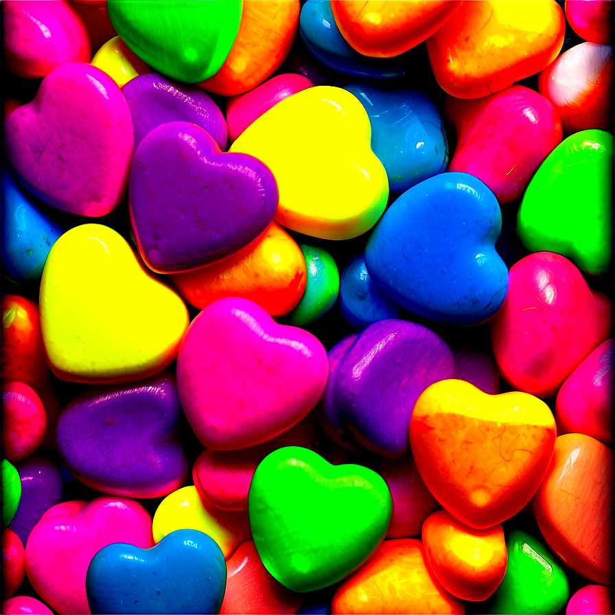 Neon Candy Hearts Png 06212024 PNG Image