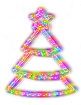 Neon Christmas Tree Lights PNG Image