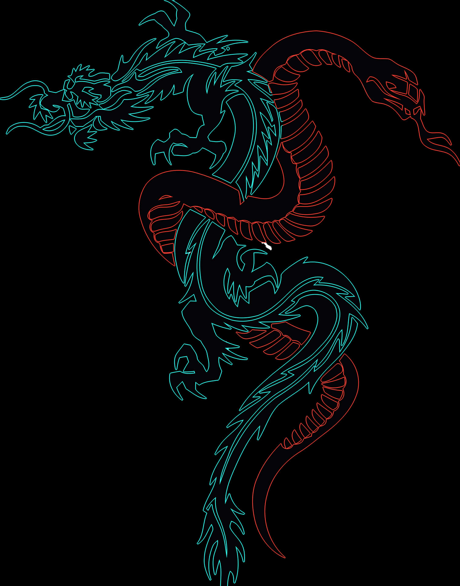 Neon Dragon Tattoo Design PNG Image