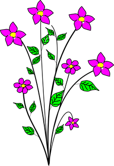 Neon_ Floral_ Pattern_ Black_ Background PNG Image