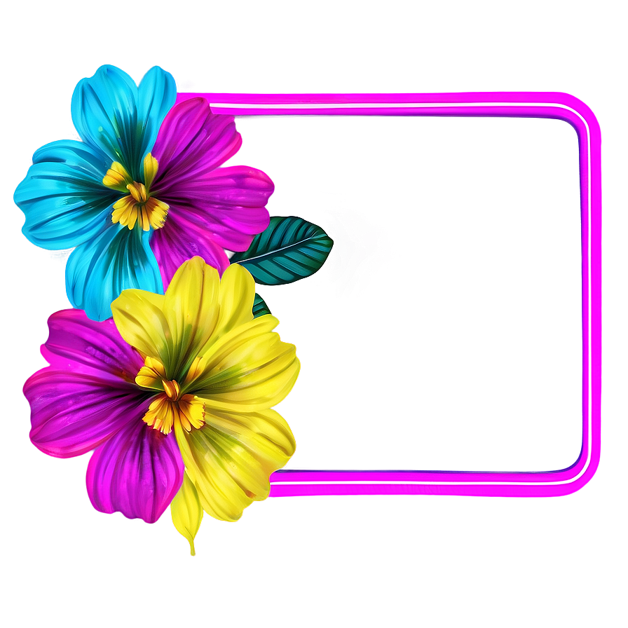 Neon Flower Frame Png 26 PNG Image