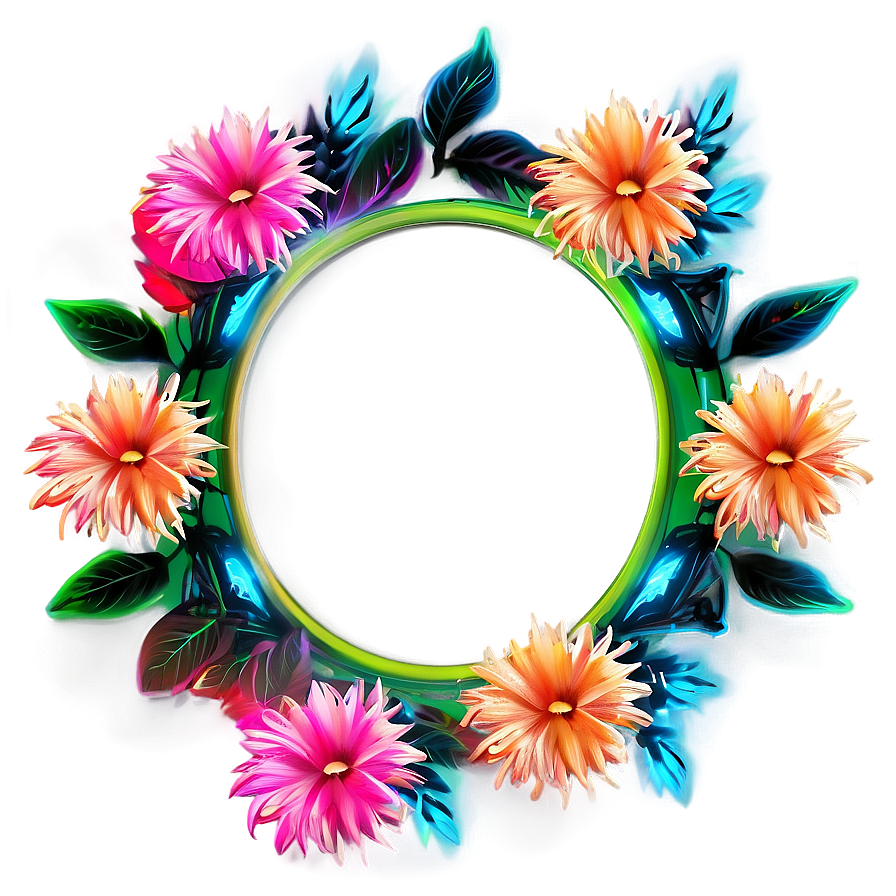 Neon Flower Frame Png Oww PNG Image