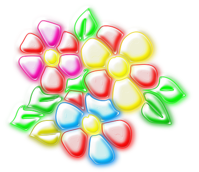 Neon Glow Floral Art PNG Image