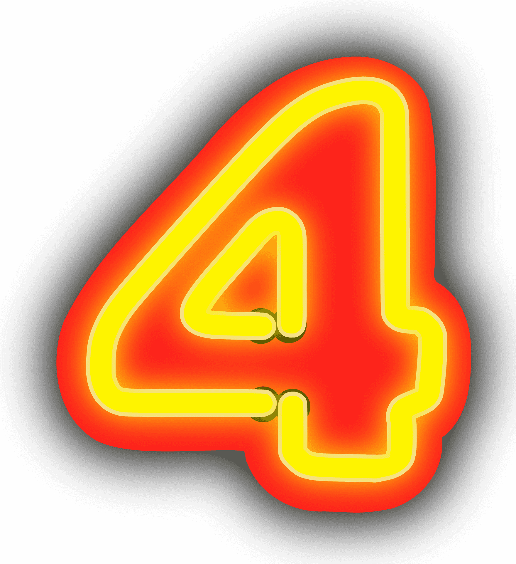 Neon Glow Number4 PNG Image