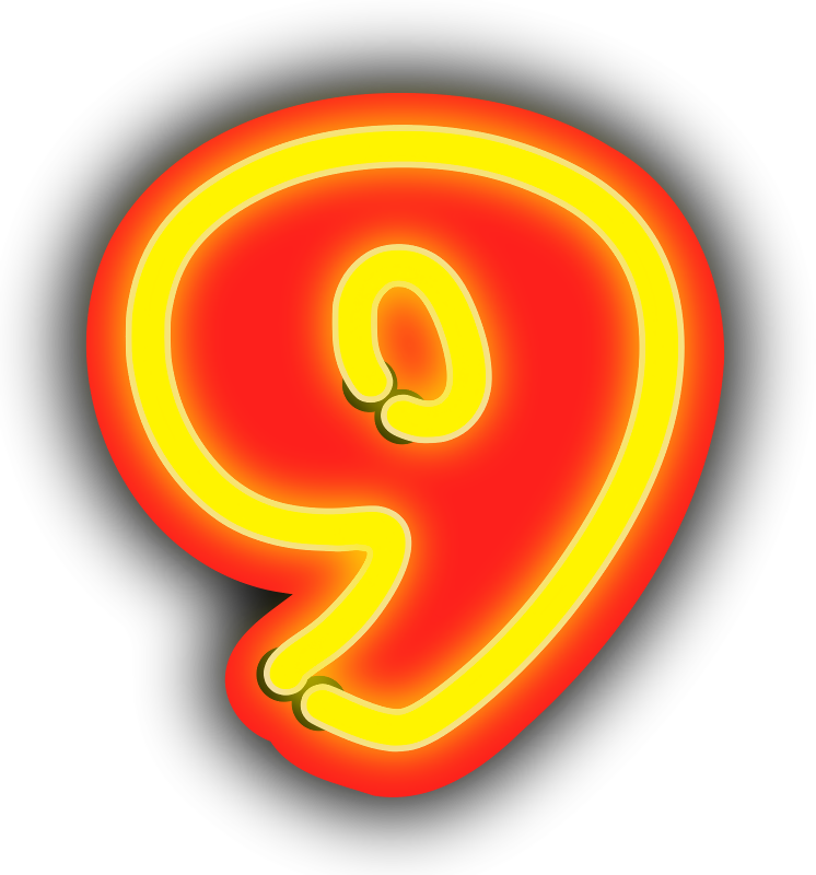 Neon Glow Number9 PNG Image