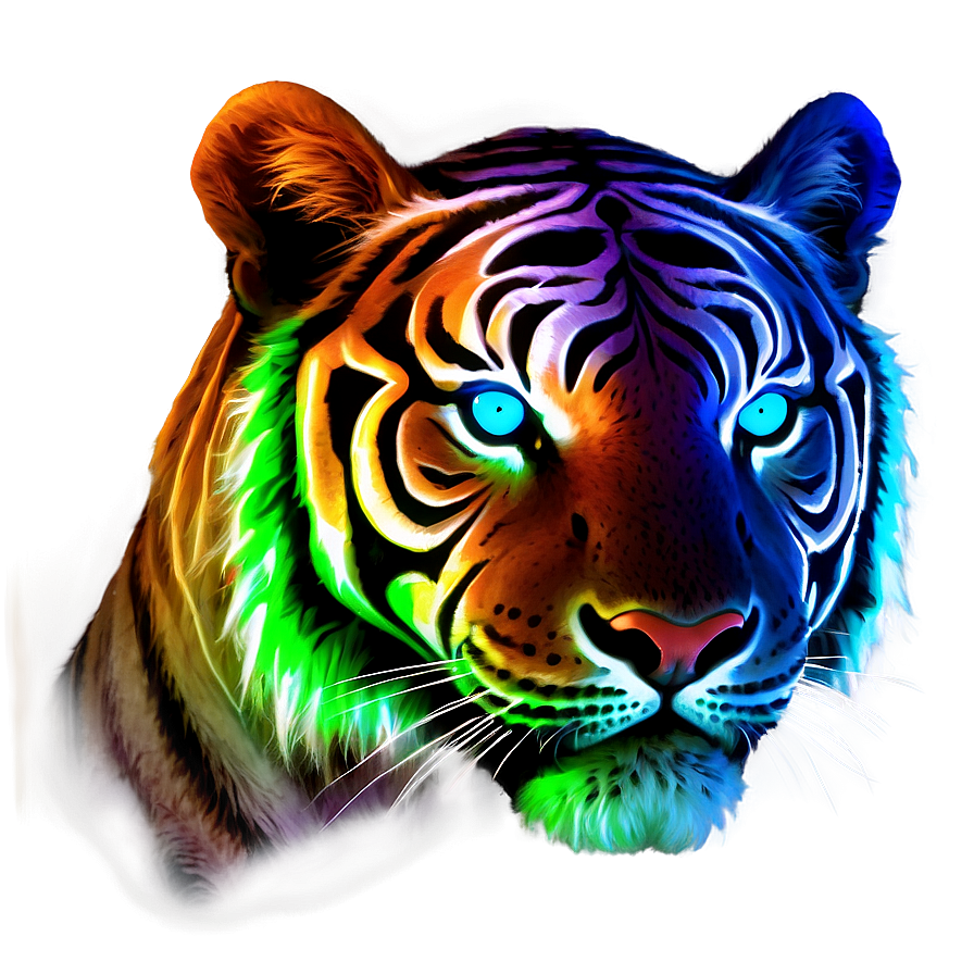 Neon Glow Tiger Face Png 55 PNG Image