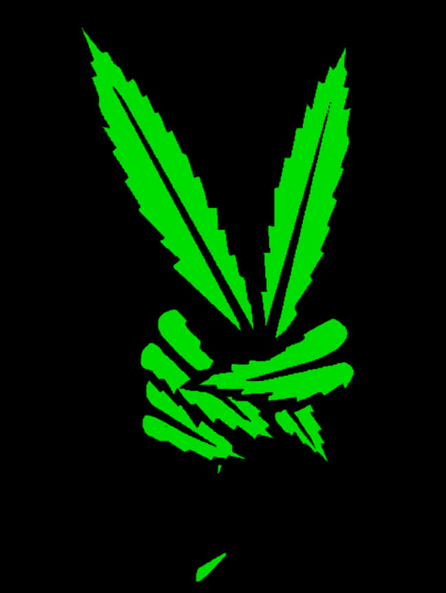 Neon Green Cannabis Leaf Graphic PNG Image