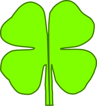 Neon Green Four Leaf Clover PNG Image