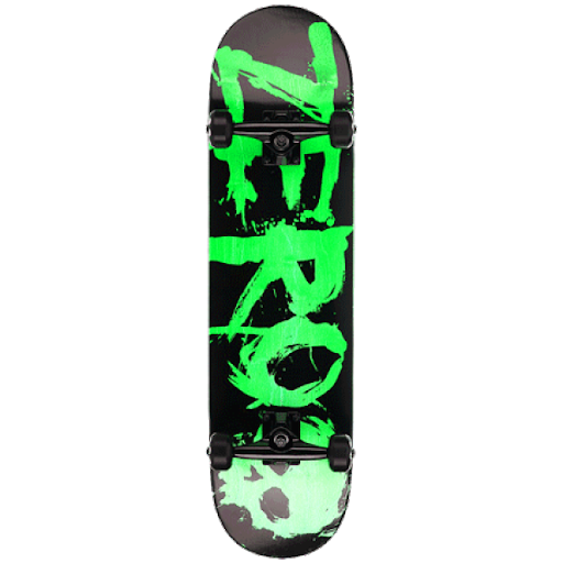 Neon Green Skateboard Graphic PNG Image