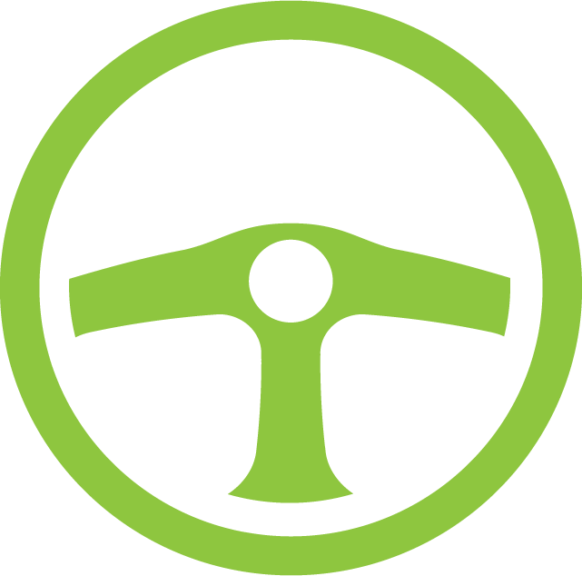 Neon Green Steering Wheel Icon PNG Image