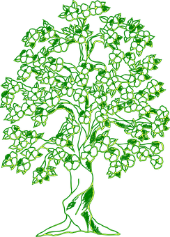 Neon Green Tree Illustration PNG Image