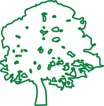 Neon Green Tree Outline PNG Image