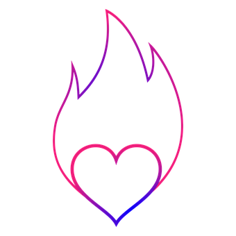 Neon Heart Flame Graphic PNG Image