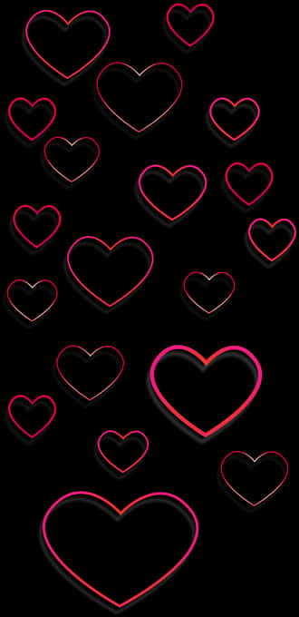 Neon Heart Pattern Black Background PNG Image