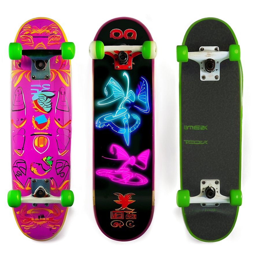 Neon Light Skateboard Deck Png 06282024 PNG Image