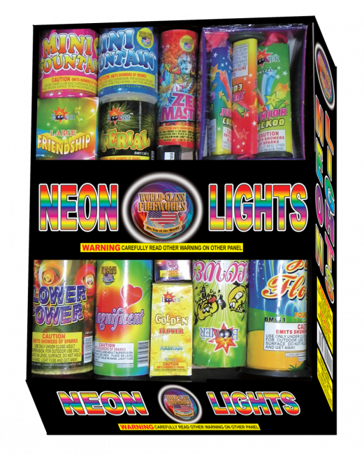 Neon Lights Fireworks Collection PNG Image