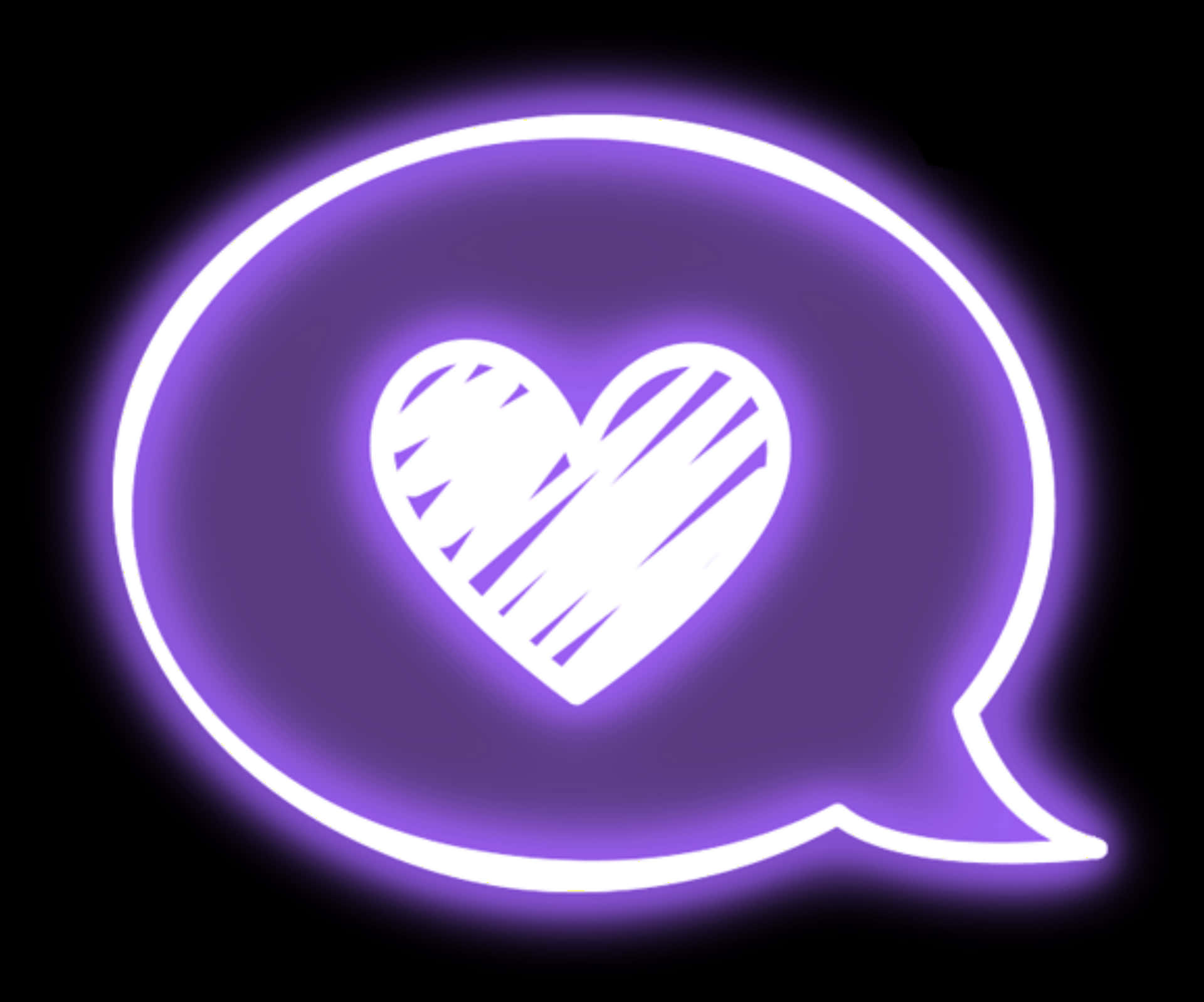 Neon Love Heart Speech Bubble PNG Image