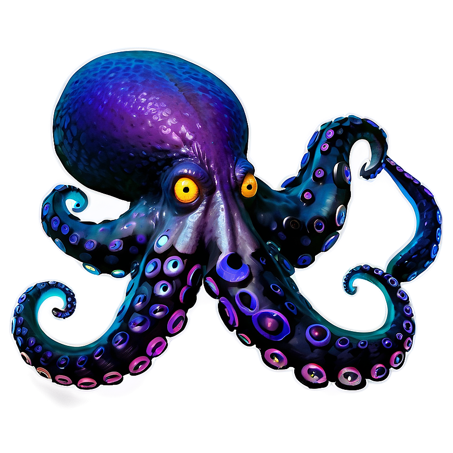 Neon Octopus Png Cev PNG Image