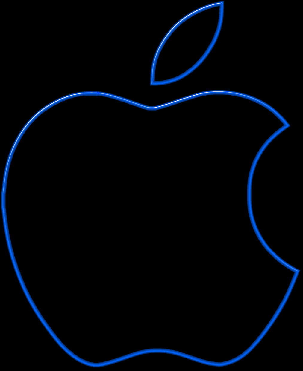 Neon Outline Apple Shape PNG Image