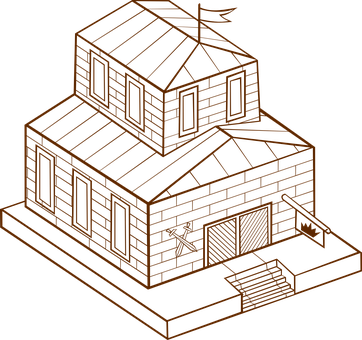 Neon Outline House Illustration PNG Image