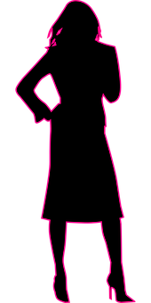 Neon Outline Woman Pose PNG Image