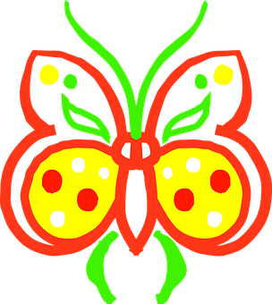 Neon Outlined Butterfly Illustration PNG Image