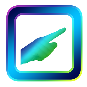 Neon Outlined Hand Pointer Icon PNG Image