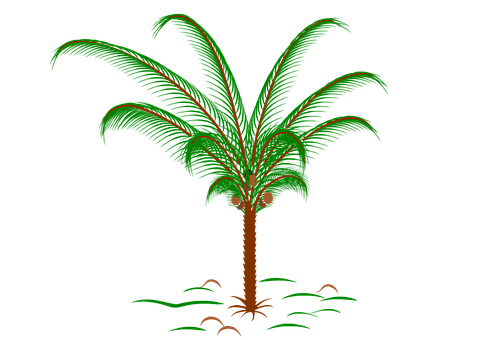 Neon Palm Tree Illustration PNG Image