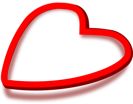 Neon Red Heart Outline PNG Image