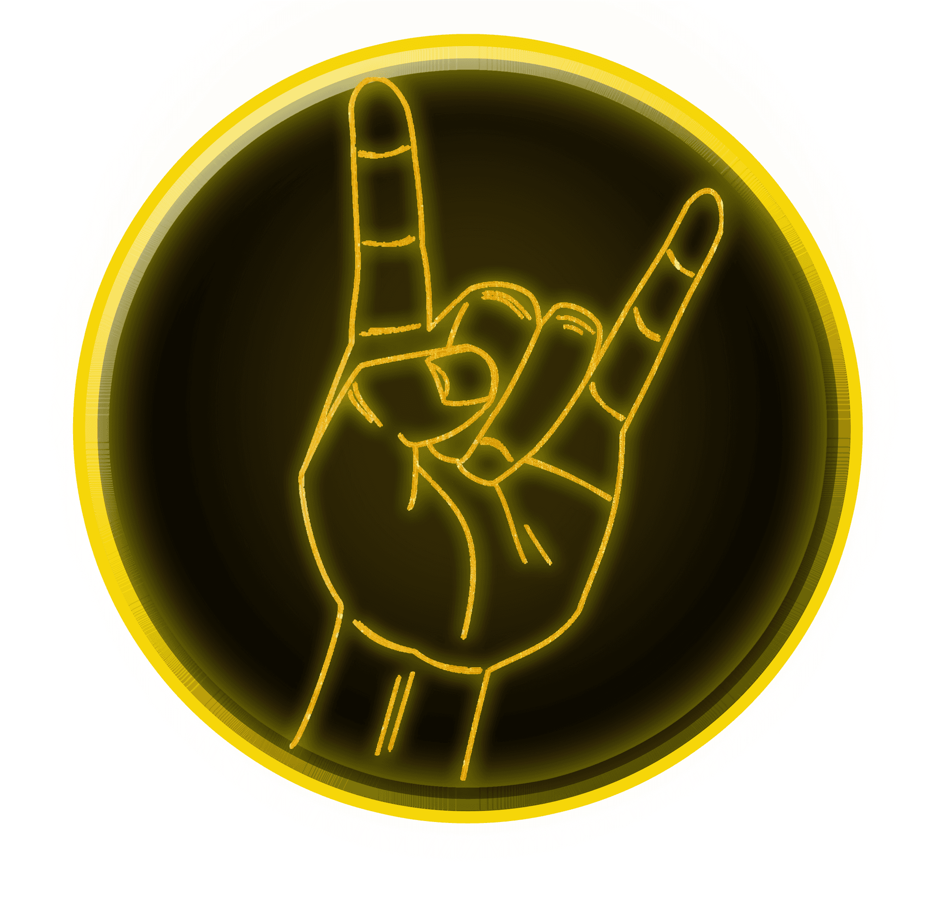 Neon Rock On Hand Sign PNG Image