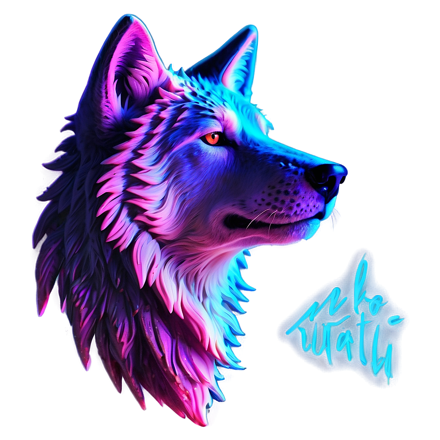 Neon Wolf Face Graphic Png Dwh PNG Image