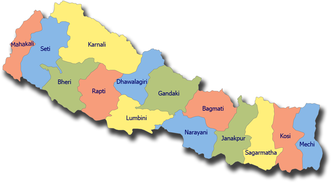 Nepal Administrative Zones Map PNG Image