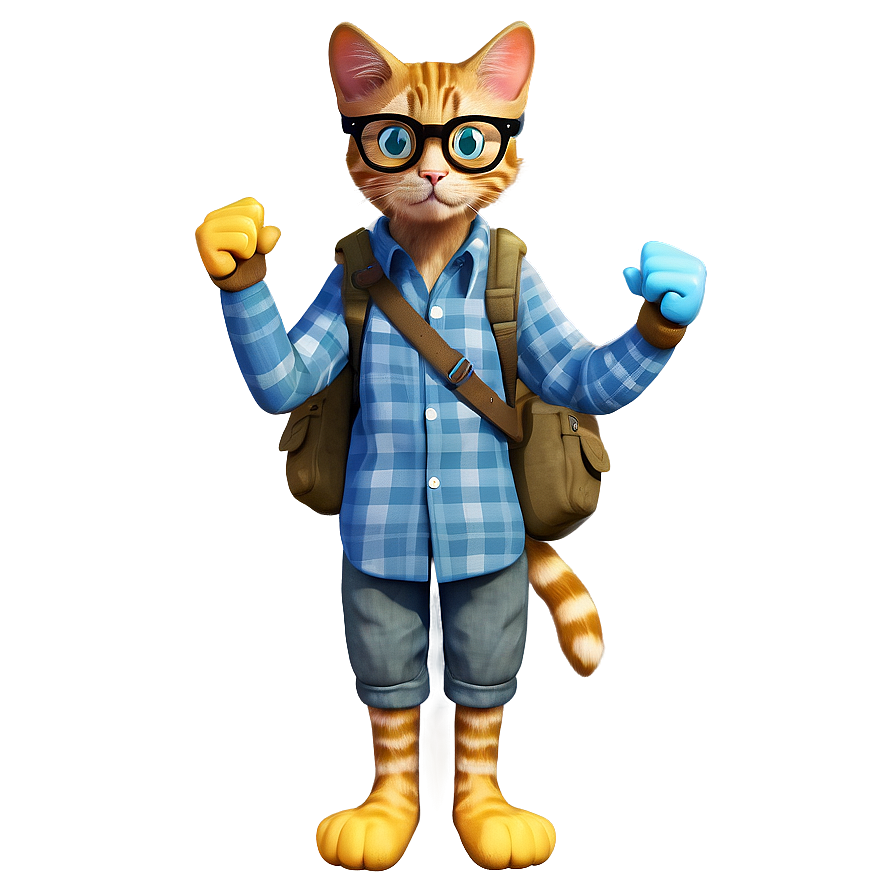 Nerd Cat Character Png 05232024 PNG Image