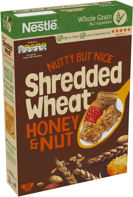 Nestle Shredded Wheat Honey Nut Cereal Box PNG Image