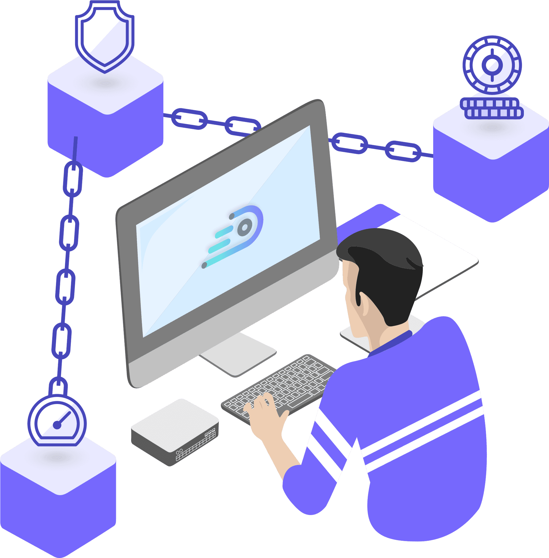 Network Security Management Illustration PNG Image