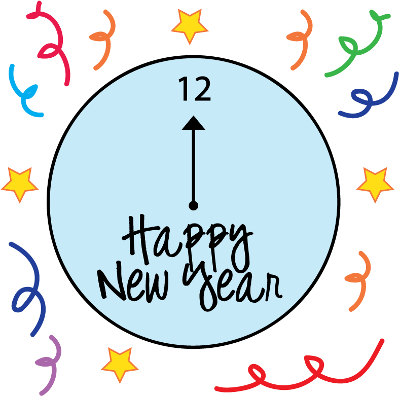 New Year Celebration Clock PNG Image