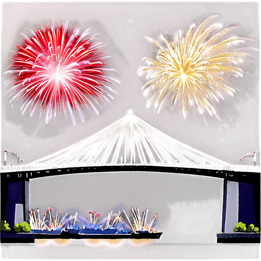 New Year Fireworks Over Bridge Png 05212024 PNG Image