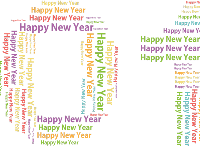 New Year Word Cloud Art PNG Image