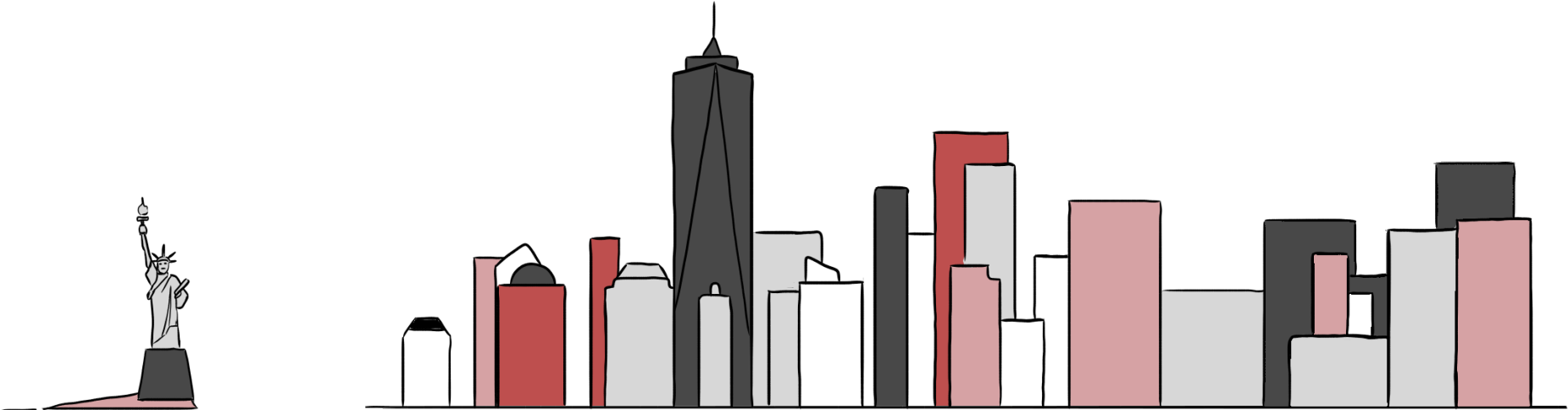 New York City Skyline Illustration PNG Image