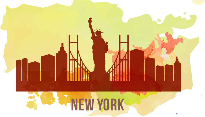 New York Skyline Artistic Silhouette PNG Image