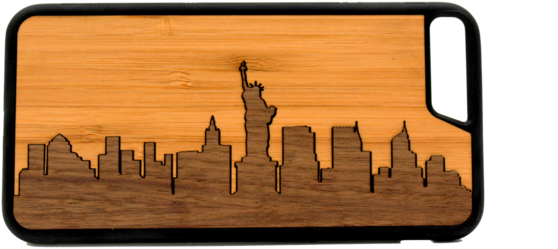 New York Skyline Engraved Phone Case PNG Image