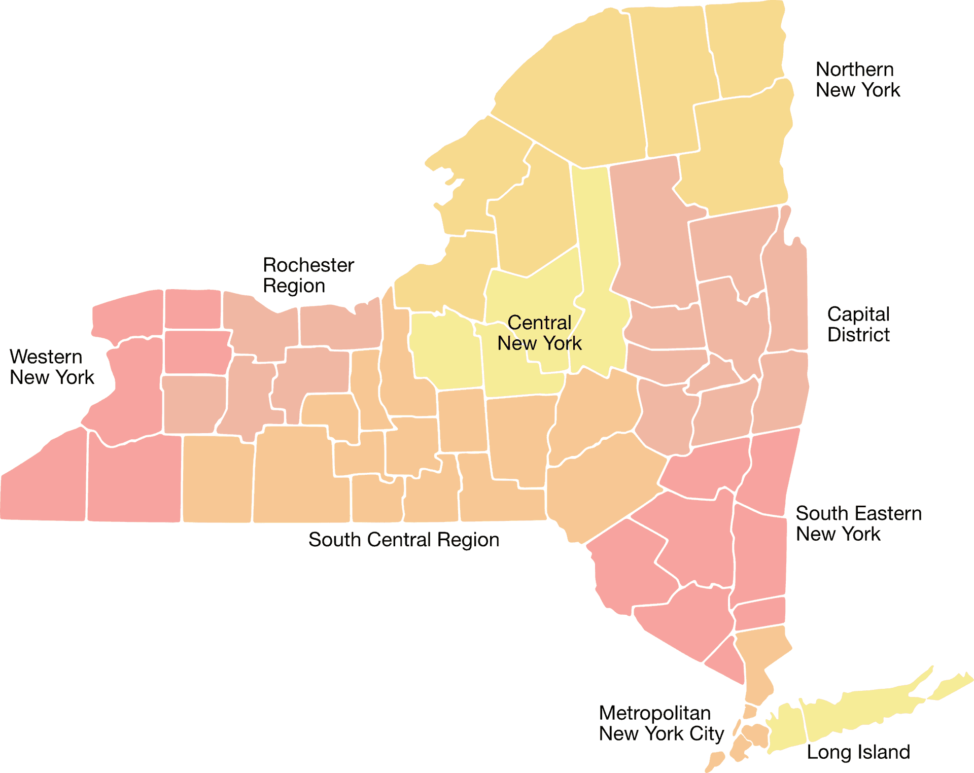 New York State Regional Divisions Map PNG Image