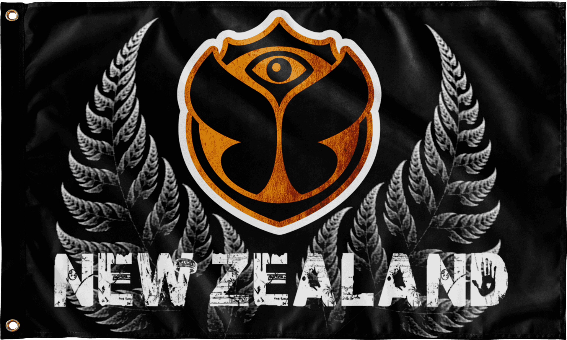 New Zealand Silver Fern Flag Design PNG Image