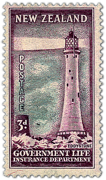 New Zealand Vintage Lighthouse Stamp PNG Image