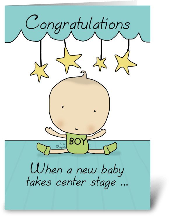 Newborn Baby Boy Congratulations Card PNG Image