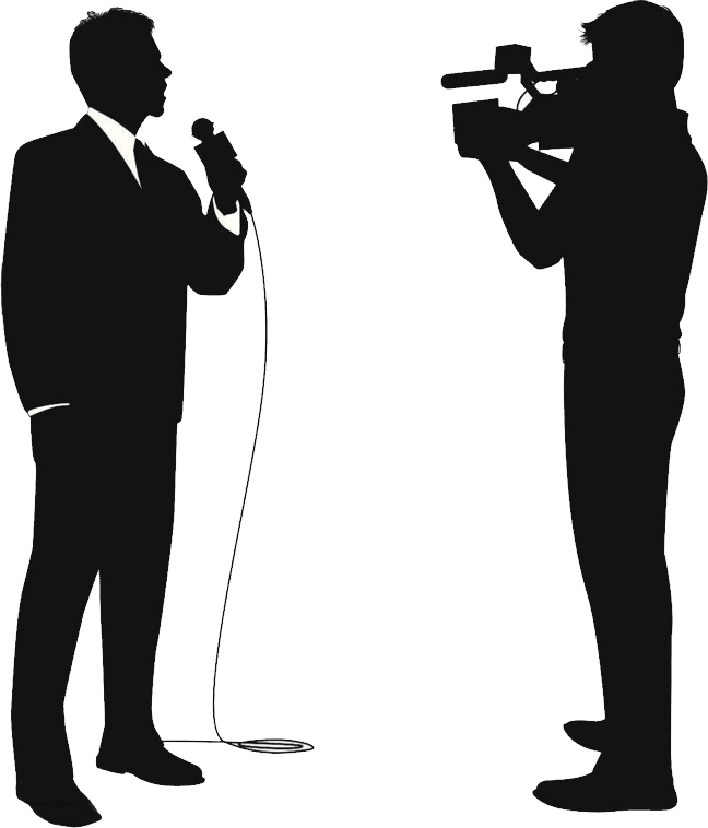 News Reporterand Cameraman Silhouette PNG Image